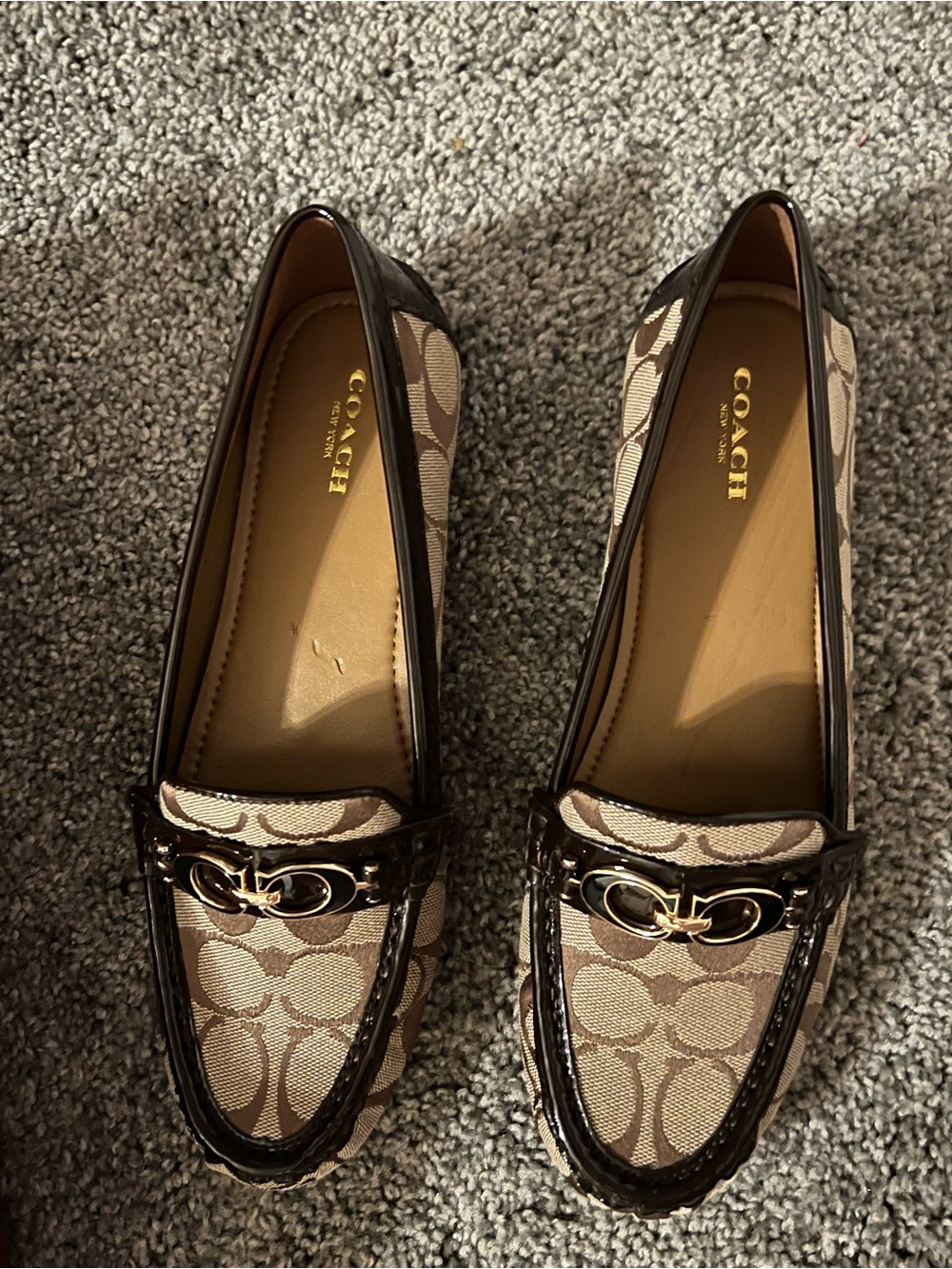Coach Brown Signature Canvas Loafers with Brown Patent Trim - Picture 4 of 8